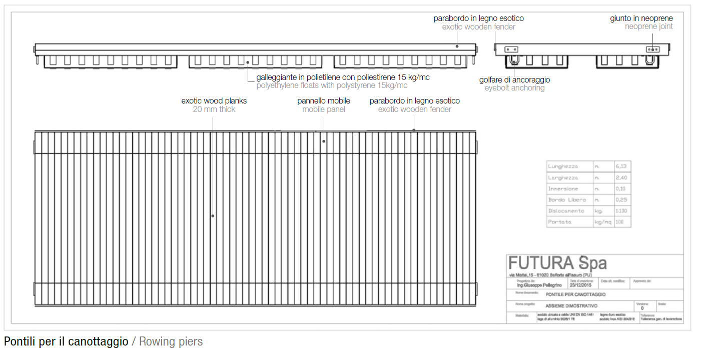 Pontile per Canottaggio disegno tecnico